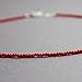 Kathy Bankston Handmade Red Choker Necklace, Thin 1.5mm, Adjustable 14-15.5 Inches