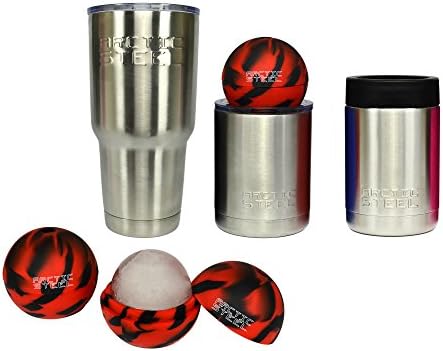ARCTIC STEEL Cups Gift Set, Double Wall Vacuum Insulated, will Keep Your Drinks Cold to the Last Drop, One Can Koozie, One 30 oz., One 10 oz., Red