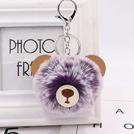 Amazon Co Jp キーホルダー ぬいぐるみかわいいクマの毛皮ボールキーチェーンかわいいファッションキッズぬいぐるみ人形ポンポンソフトふわふわチャームへの贈り物 Color Purple ホーム キッチン