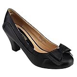 Beston CC04 Women's Sweet Bow Tie Mid Heel Slip On Dress Pumps Half Size Larger