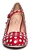 J. Adams Pixie Heels - Red Polka Dot Vintage Retro Round Toe Shoe with Ankle Strap - 9