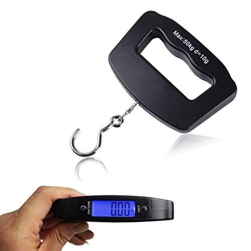 Odowalker Fishing Scale Luggage Weighing Scale Digital Electronic Balance Backlit LCD Display Scales with Hanging Hook,50 Killogram / 110 lb - Big Handle (Best Fishing Scales Review)