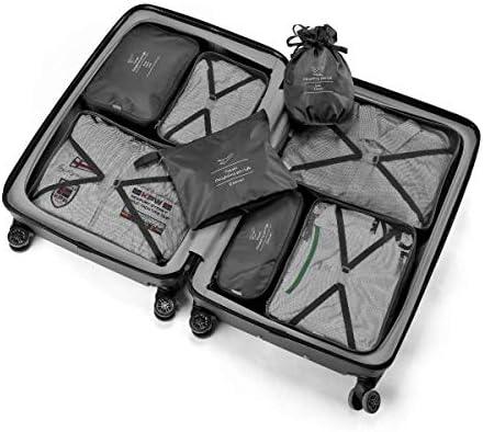 Packing Cubes 8 Sets/7 Colors Latest Design Travel Luggage Organizers Include Waterproof Shoe Storage Bag Convenient Packing Pouches for Traveller (Black) 6 Packing Cubes 8 Sets/7 Colors Latest Design Travel Luggage Organizers Include Waterproof Shoe Storage Bag Convenient Packing Pouches for Traveller (Black)
