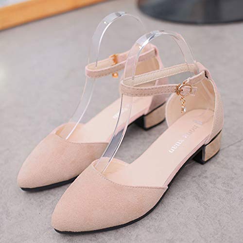 ONLY TOP Womens D'Orsay Pointy Toe Ankle Strap Buckle Comfort Ballerina Ballet Flats Shoes Pink