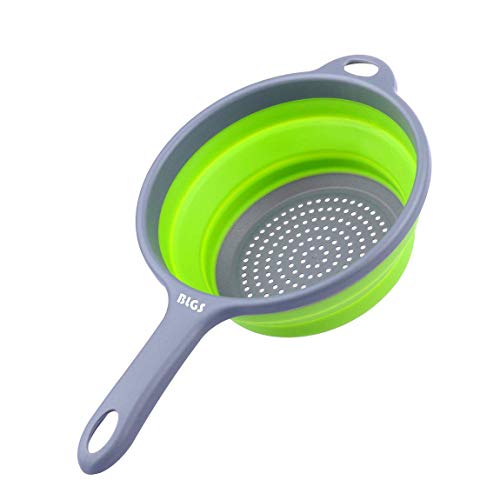 Kitchen Collapsible Colanders With Handles,Space-Saver Folding Strainers Colander,Capacity Of 2 Quart,Perfect For Hot Or Cold Food, Fruit Vegetable(Green)