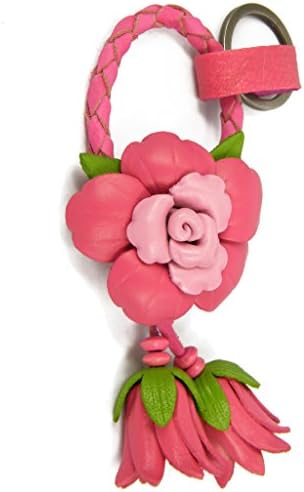 JJeShopping Anemone Flower Women's Leather Keychain, Pink