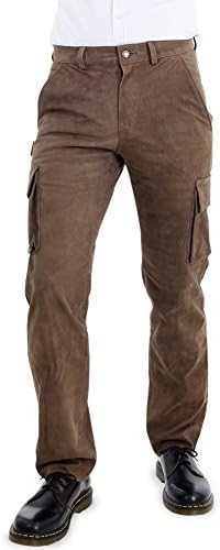 Men Cargo Leather Pants Trouser Carpenters Military Jeans Fuente Lederhose