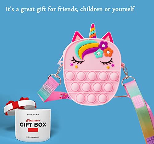 Forgreafa Pop Purse Fidget Toys for Girls, Push Bubble Sensory Crossbody Shoulder Bag, Dimple Toy Kids Handbag Relieve Stress Relief Silicone Bag