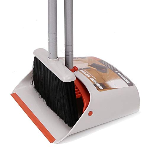 Broom and Dustpan,Dust Pan and Broom Combo Set/Standing Upright Dustpan with 40"/52" Long Handled Broom for Home Office Lobby Floor Sweeping