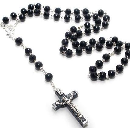 Gentleman's rosary. Rosary for a Man. Wood Bead Rosary. Black Rosary