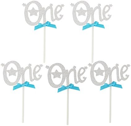 YotaWish 5 Pcs One Cake Topper Happy Birthday Party Supplies Decoration
