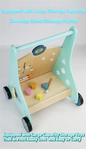 Wooden Baby Walker, Montessori Walker for Boys and Girls, Baby Push Walkers with Wheels, Learning Walking Toys for Toddlers from Sitting to Standing, Kid's Multi Activity Center