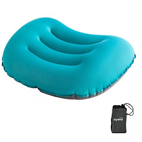 SKYWIN Camping Inflatable Pillow Lightweight Travel Camp Pillows Comfort Sleep Outdoor, Tiny Size, Portable,Easy Fast Inflates and Deflates Pillow Blue