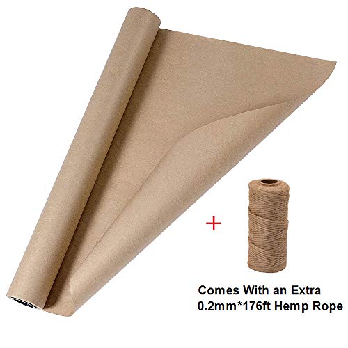 Brown Kraft Butcher Paper Roll - Natural Food Grade Brown Wrapping Paper for BBQ Briskets,Smoking & Wrapping Meats,18" x 2100" (176 ft) - FDA Approved - Unbleached Unwaxed and Uncoated