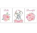 Nursery Decor - Safari Elephant Bedroom Wall Art Decor for Nursery | Decorative & Easy to Frame Printed Pictures 8x10-inch | 3 - (UNFRAMED) Prints | Sweet Elephant Baby Girl Nursery or Girl's Bedroom