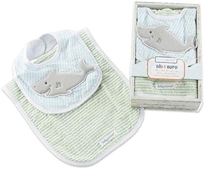 Baby Espan Boys Deep Sea Shark Bib and Burp Cloth Gift Set