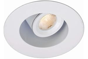 WAC Lighting HR-LED232R-30-WT White LEDme Miniature Round Recessed Adjustable Task Light 3000K Soft, 1"