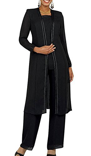 3 piece chiffon pant suit plus size