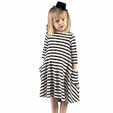 Hatop 1PC Black White Striped Dress Casual Family Clothes Girls Dress