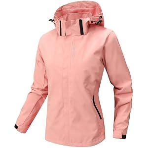 Women Lightweight Outdoor Jacket Waterproof Windproof Zip Up Coat Casual Hiking Sports Outerwear Stand Collar Activewear