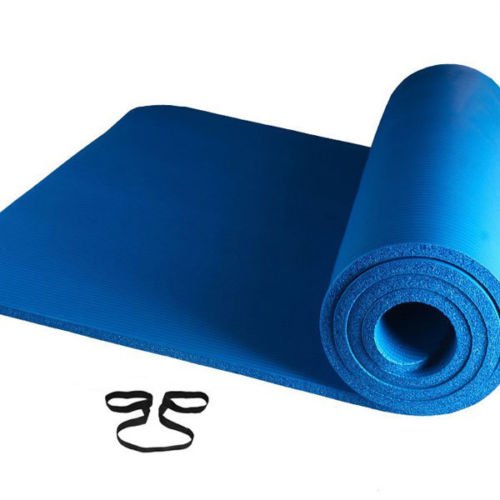 Lily.N, Sporting Goods 10mm Thick Yoga Mat Exercise Fitness Pilates Camping Gym Meditation Pad Non-Slip (Blue)