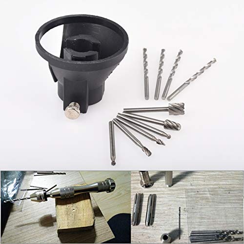 KATUR Rotary Multi Tool Cutting Guide Attachment Kit Includes 4Pcs Drill Bit Set and 6Pcs HSS Routing Router Bits Burr with Drill Dedicated Locator - Thumbnail 7