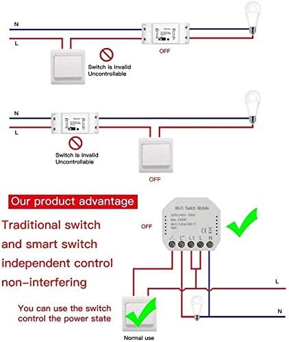 KASILU Dlb0216 2 unids WiFi Smart Light Switch DIY Breaker Module Smart LifeTuya Aplicacin Control Remoto Compatible con Alexa Echo  Home Alto Rendimiento