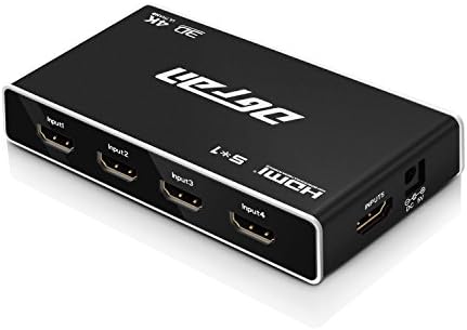 HDMI Switch, Premium 5 Port HDMI Switch Box-High speed HDMI switcher with IR wireless remote and AC Power adapter-HDMI hub for TV, Projector Camcorders, Laptop, Monitor -Supports HD 4K 1080P (5 Port)