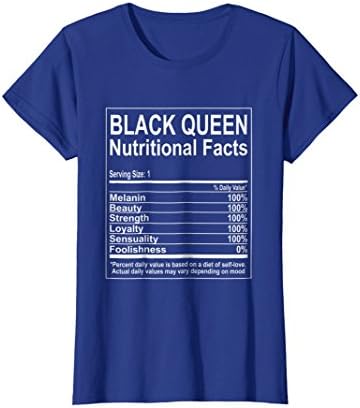 Womens Funny Black Queen Nutritional Facts T-Shirt Self Love Tee XL Royal Blue