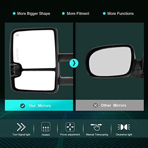 Espejos de remolque compatibles con Chevy Silverado GMC Sierra 2014-2018 / Silverado 2500HD 3500HD espejos de remolque con luces direccionales calefactadas de vidrio eléctrico, pintado en rojo