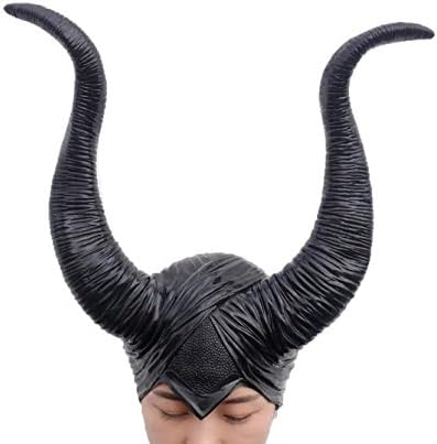 Halloween Deluxe Adult Costume Women Long Horns Headpiece Girls Black Mask