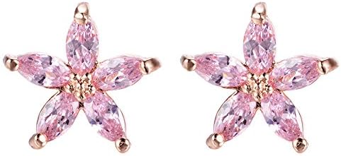 Adeser Jewelry Girls Pink Cubic Zirconia Best Friend Studs Party Rose Gold Fire Star Womens Stud Earrings