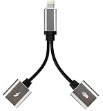 LABOL 2 in 1 Compatible with iPhone 7/7 Plus/8/8 Plus/X Headphones Jack Double Lightning Adapter/Converter Support iOS 12,Listen to Music and Charge simultaneously- Silver