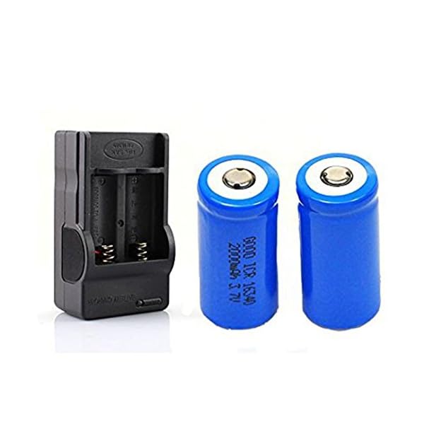Battery-and-ChargerLandFox-2x-2000mAh-16340-Rechargeable-Li-ion-Battery-For-LED-FlashlightCR123A-Charger