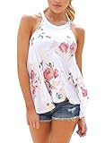 Bulawoo Women High Neck Floral Print Casual T-Shirt Flowy Tank Top
