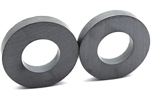 Burnur Grade C8 Ceramic Ring Magnet, OD 60 mm x ID 24mm x 10 mm 2.4" Large Ferrite Magnets. 2 Pack