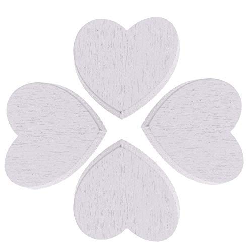 WedDecor 100pcs White Wooden Heart 2cm Plain Decorative Slice Embellishments for Arts & Craft, Wedding, Christmas, Card Making, Home Décor, Scrapbooking, DIY Projects