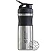 BlenderBottle Sport Mixer Stainless Steel Shaker Bottle, 28 oz, Black/Black