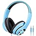 AUSDOM Over-Ear Headphones, Stereo Lightweight Adjustable Wired Headset with Mic, Noise Isolating Comfortable Leather Earphones, Hi-Fi Deep Bass for iPhone iPod iPad Macbook MP3 Cellphones Laptop-Blue primary