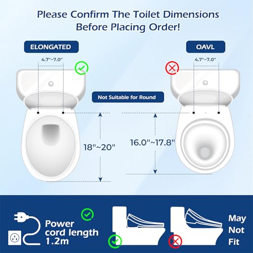 GAICOM Bidet Toilet Seat Elongated, Electric Smart Heated Toilet Seat with Instant Warm Water & Dryer, Multiple Cleaning Modes, Remote Control, Self-Clean Nozzle, Soft Closed Toilet Lid, Night Light