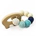 2pc Baby Teether Natural wood Teething Ring Nursing Crochet Beads Wooden Fish Elephant Rattle toy organic Baby toys
