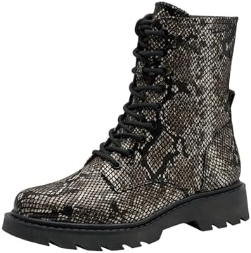 Damen Lace Boot Flat 1-25918-43, Botas Cortas al Tobillo Mujer, Negro Serpiente, 38 EU