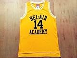 Fresh Prince Jersey 14 Will Smith Jersey Yellow Bel-Air Academy Basketball Jerseys Stitched (Golden, Small)