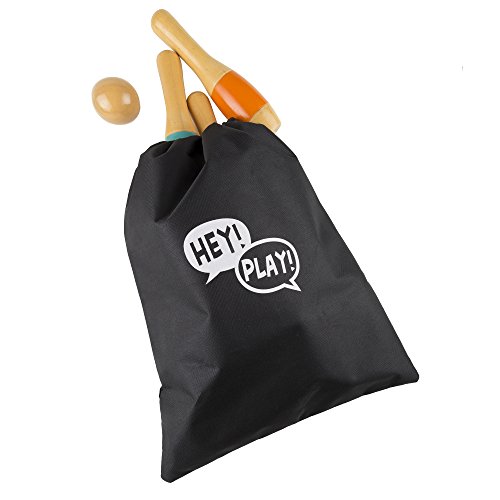 Wooden Lawn Bowling Set with Ten 8-Inch Pins and 2 Balls - Includes Bonus Carrying Bag! (PURPLE)