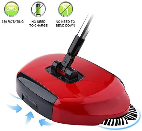 Emndr Stainless Steel Foldable 360 Degree Rotating Brush Spin Hand Push Broom Surface Cleaning Mop