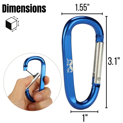 Mr. Pen Carabiner, 6 pcs, 3 inch Aluminum D Ring Carabiner Clip, Key
