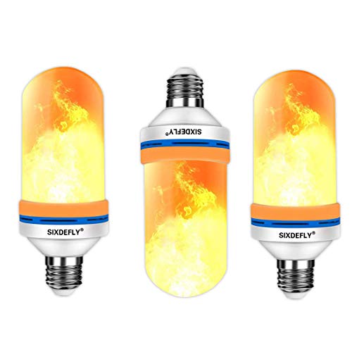 SIXDEFLY 3-Pack LED Fire Bulbs E26 4 Modes with Upside Down Effect Simulated Decorative Atmosphere Lighting Vintage Flaming Lamp for for Holiday Hotel/Bar/Party/Home, (Pack of 3)