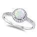 Oxford Diamond Co White Opal & Cz .925 Sterling Silver Ring size 9