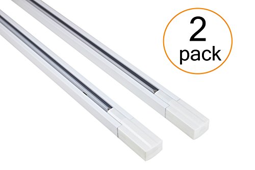 J.LUMI RAL1002W track light rails, 3-wire single circuit track rails, WHITE paint finish, 3-ft per section (Pack of 2 Sections), compatible w/TRK9000W and TRK9600W track heads only