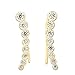 Sterling Silver 925 Gold/Rose Gold Bezel-set Zirconia Curved Bar Ear Climber Crawler Cuff Studs Hypoallergenic Earrings